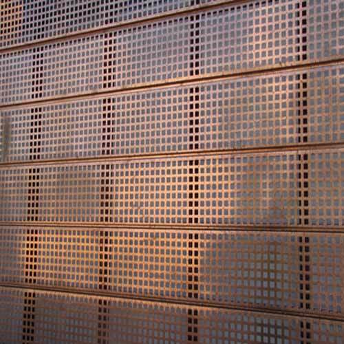The picture shows different colors and hole shapes aluminum expanded metal facade meshes.