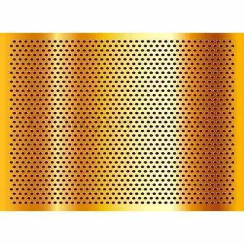 Golden aluminum expanded metal meshes with diamond holes are installed on interior wall.
